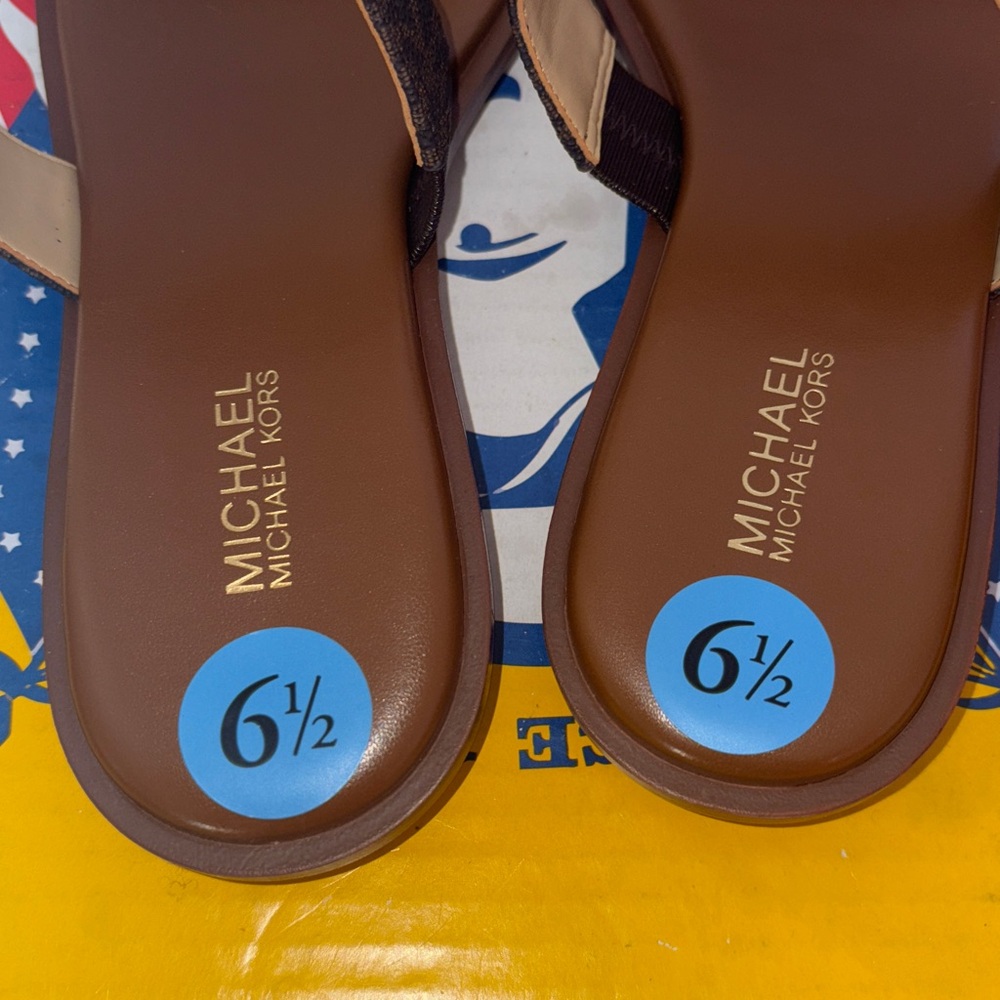 Michael Kors Dark Brown Logo Sandals size 6.5 - Picture 4 of 5